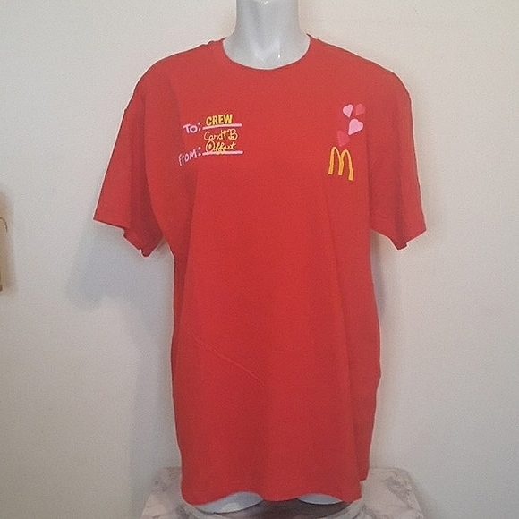 Cardi B Offset Valentine's Day Promo McDonald's Crew Tee Medium - Picture 2 of 7